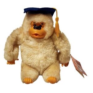 Vintage Luv Pets Russ Gonga  Graduation Gorilla Beige Blue Cap With Original Tag